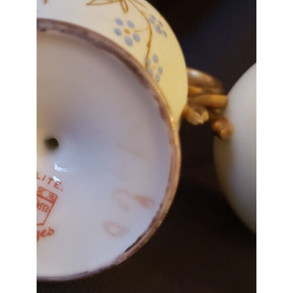 Limoges Elite France Sugar Bowl Pedestal Creamer Gold Floral SM Vtg 1896 Antique - Picture 12 of 12